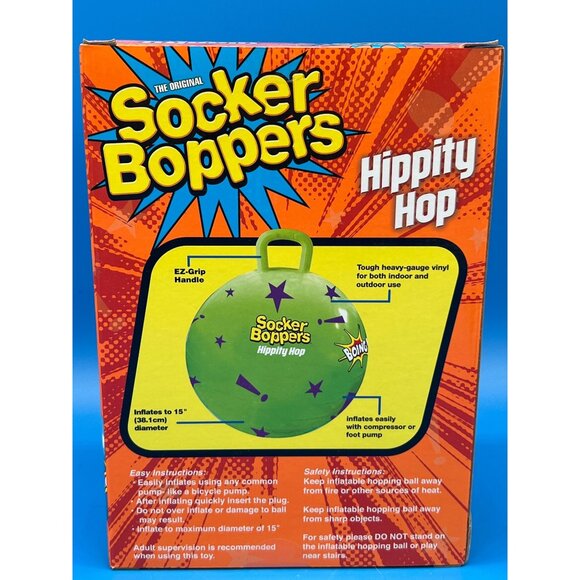 The Original Socker Boppers Hippity Hop 15" Inflatable Ball For Ages 3+Green and - Picture 3 of 5
